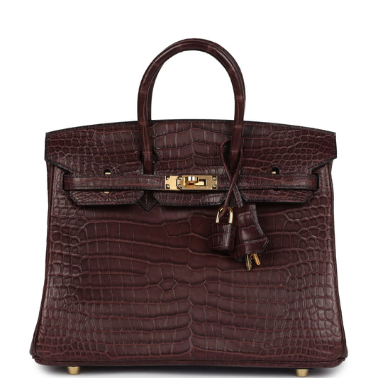 Hermès Birkin 25 Rouge Sellier Matte Porosus Crocodile Gold Hardware