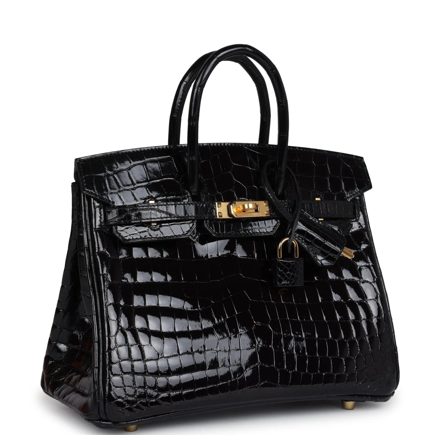 Hermès Birkin 25 Black Shiny Niloticus Crocodile Gold Hardware
