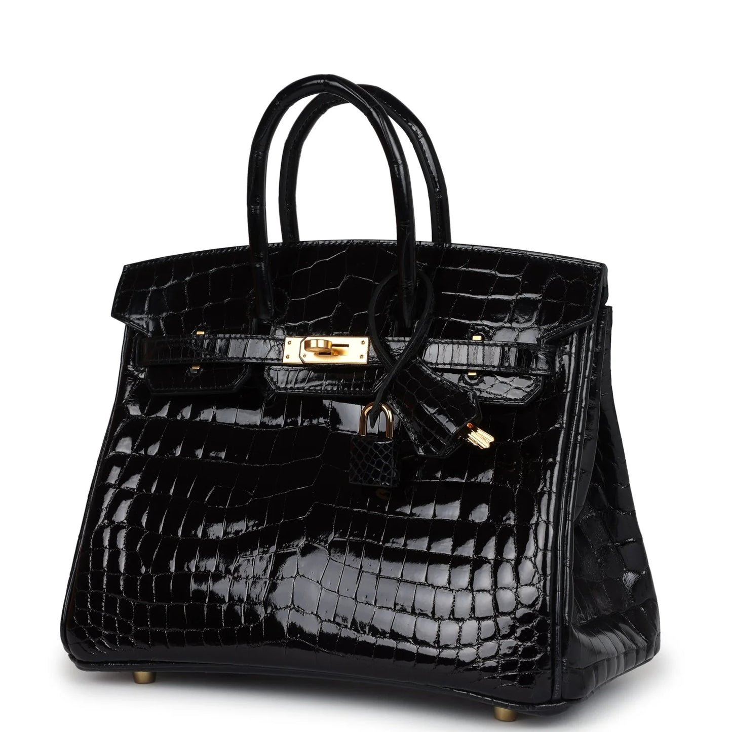 Hermès Birkin 25 Black Shiny Niloticus Crocodile Gold Hardware