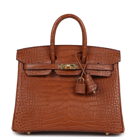 Hermès Birkin 25 Gold Matte Alligator Gold Hardware