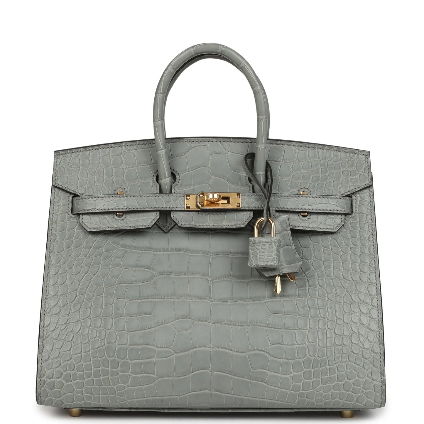 Hermès Birkin Sellier 25 Gris Ciment Matte Alligator Gold Hardware
