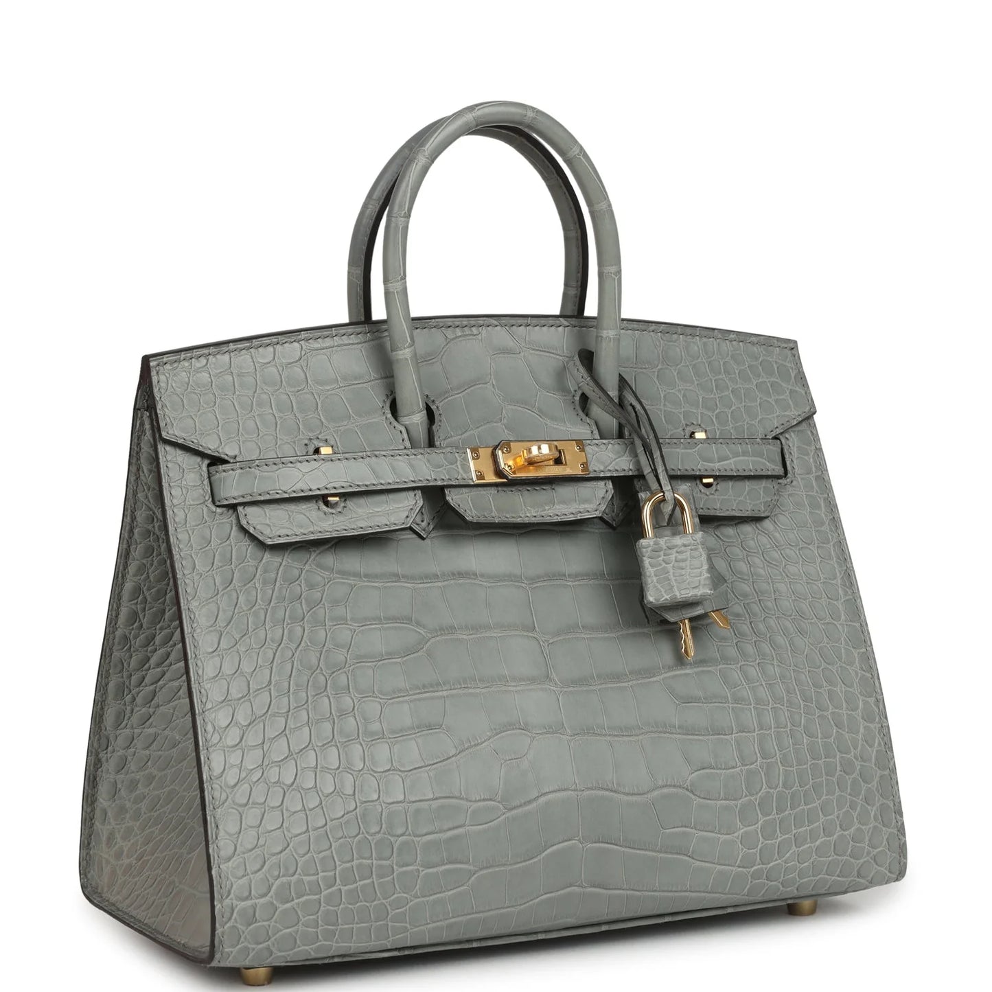 Hermès Birkin Sellier 25 Gris Ciment Matte Alligator Gold Hardware