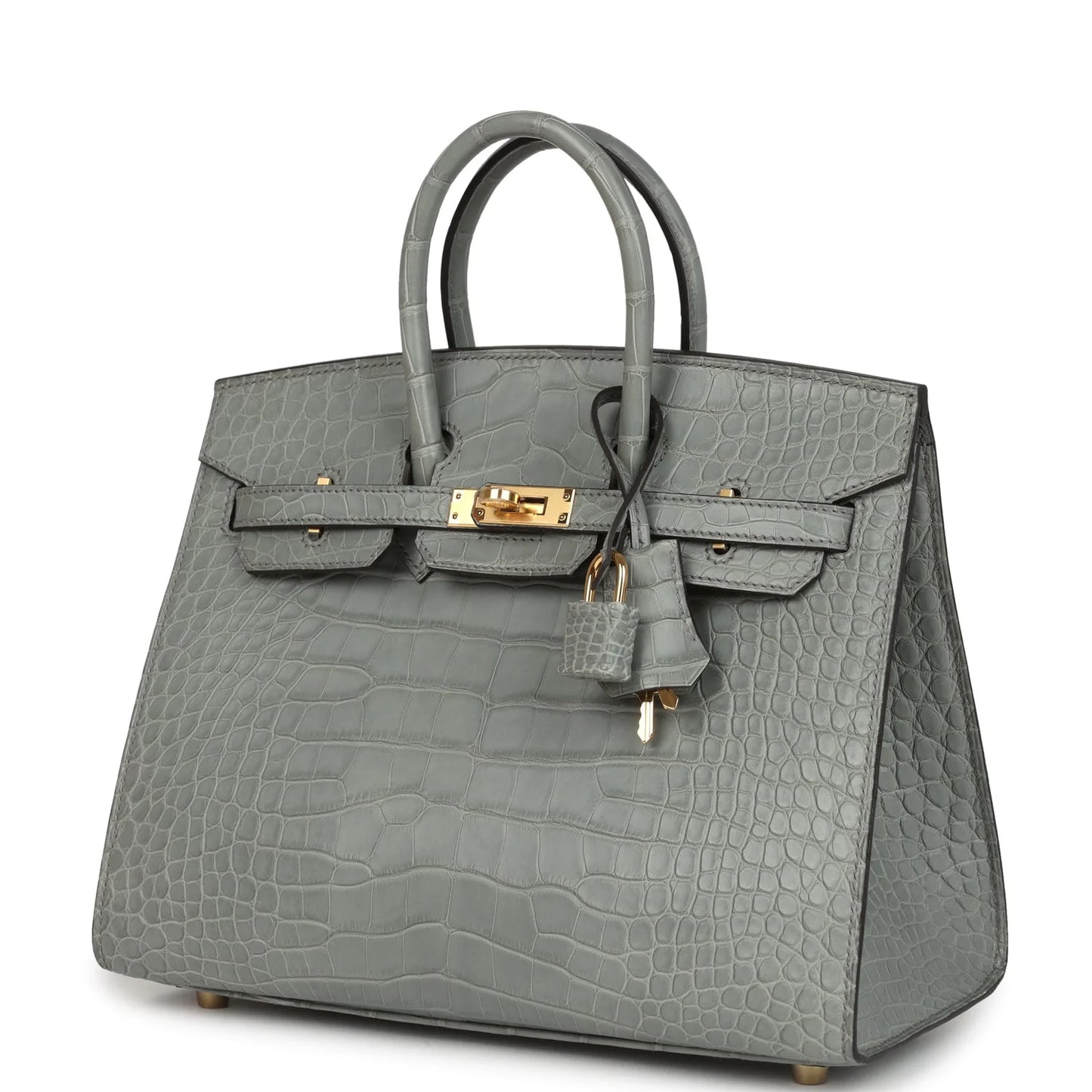 Hermès Birkin Sellier 25 Gris Ciment Matte Alligator Gold Hardware