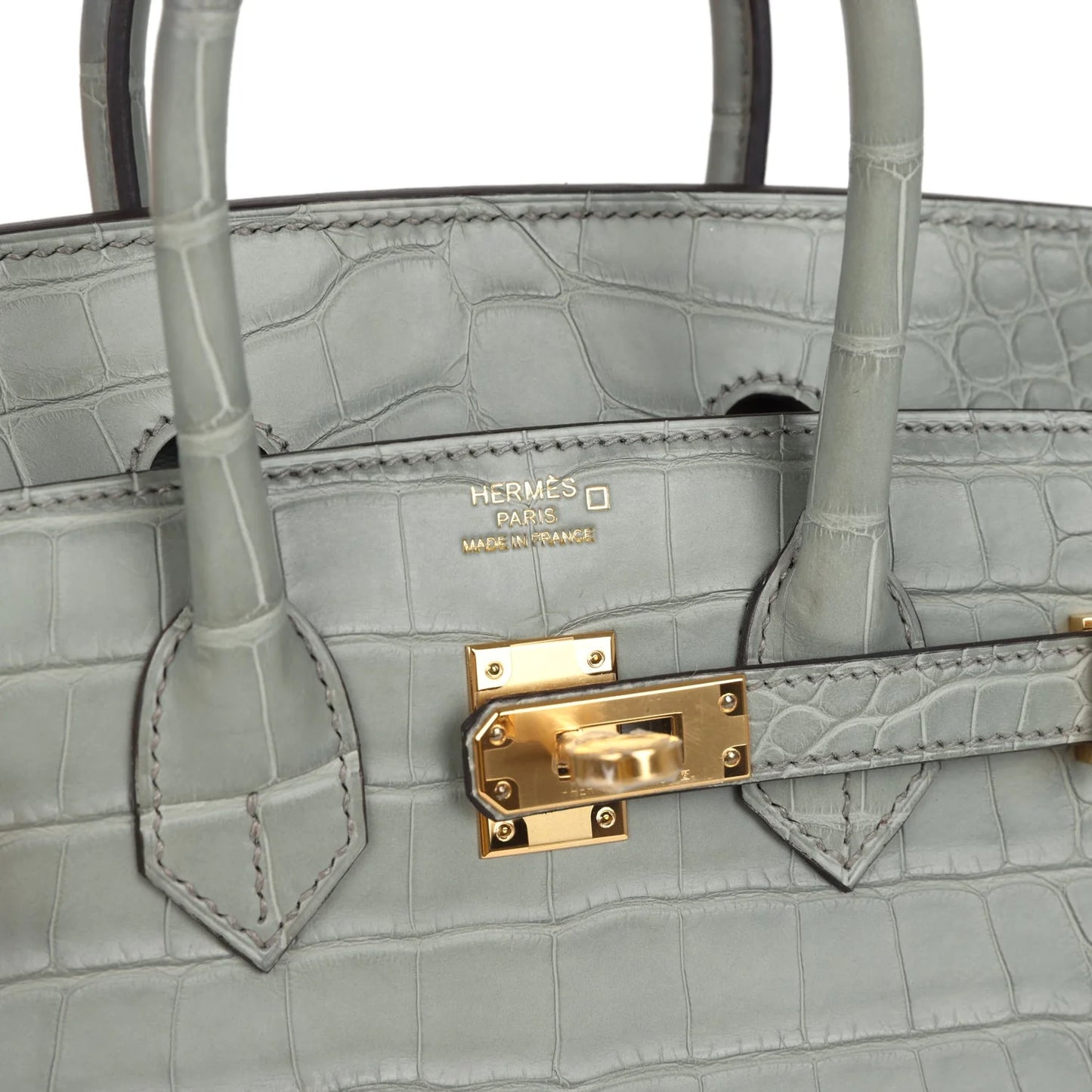 Hermès Birkin Sellier 25 Gris Ciment Matte Alligator Gold Hardware