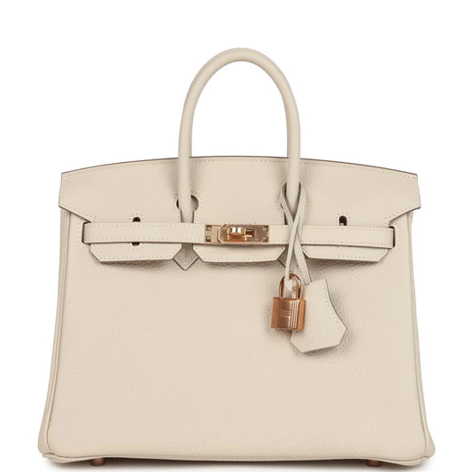 Hermès Birkin 25 Craie Togo Rose Gold Hardware
