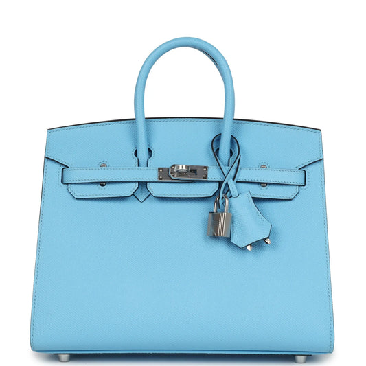 Hermès Birkin Sellier 25 Celeste Epsom Palladium Hardware
