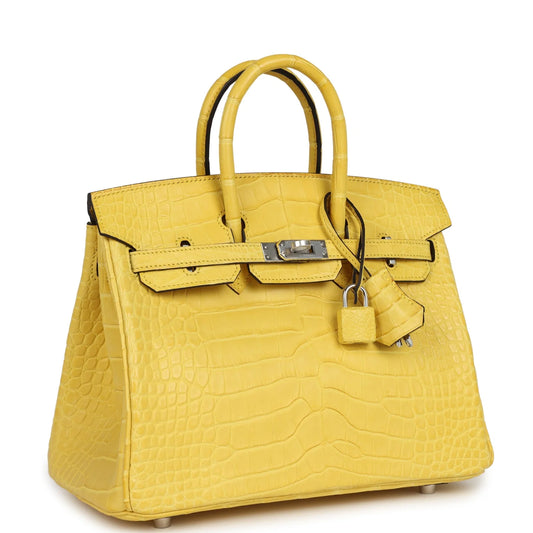 Hermès Birkin 25 Mimosa Matte Alligator Palladium Hardware