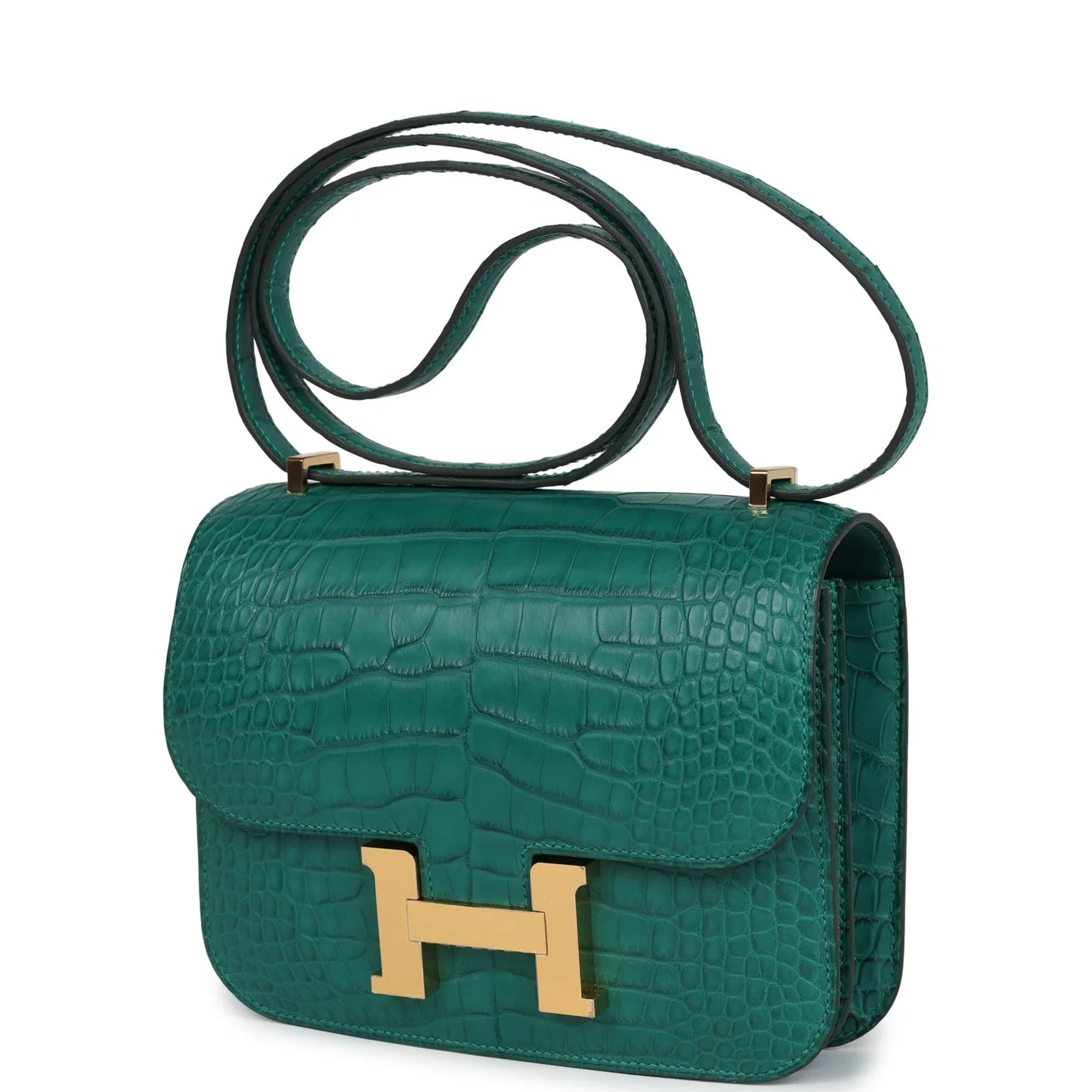 Hermès Constance 18 Malachite Matte Alligator Gold Hardware