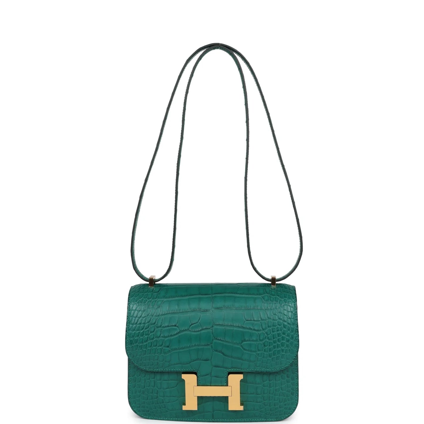 Hermès Constance 18 Malachite Matte Alligator Gold Hardware