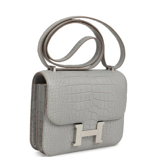 Hermès Constance 18 Gris Perle Matte Alligator Palladium Hardware