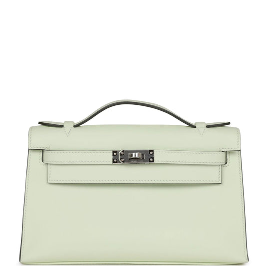 Hermès Kelly Pochette Vert Fizz Swift Palladium Hardware