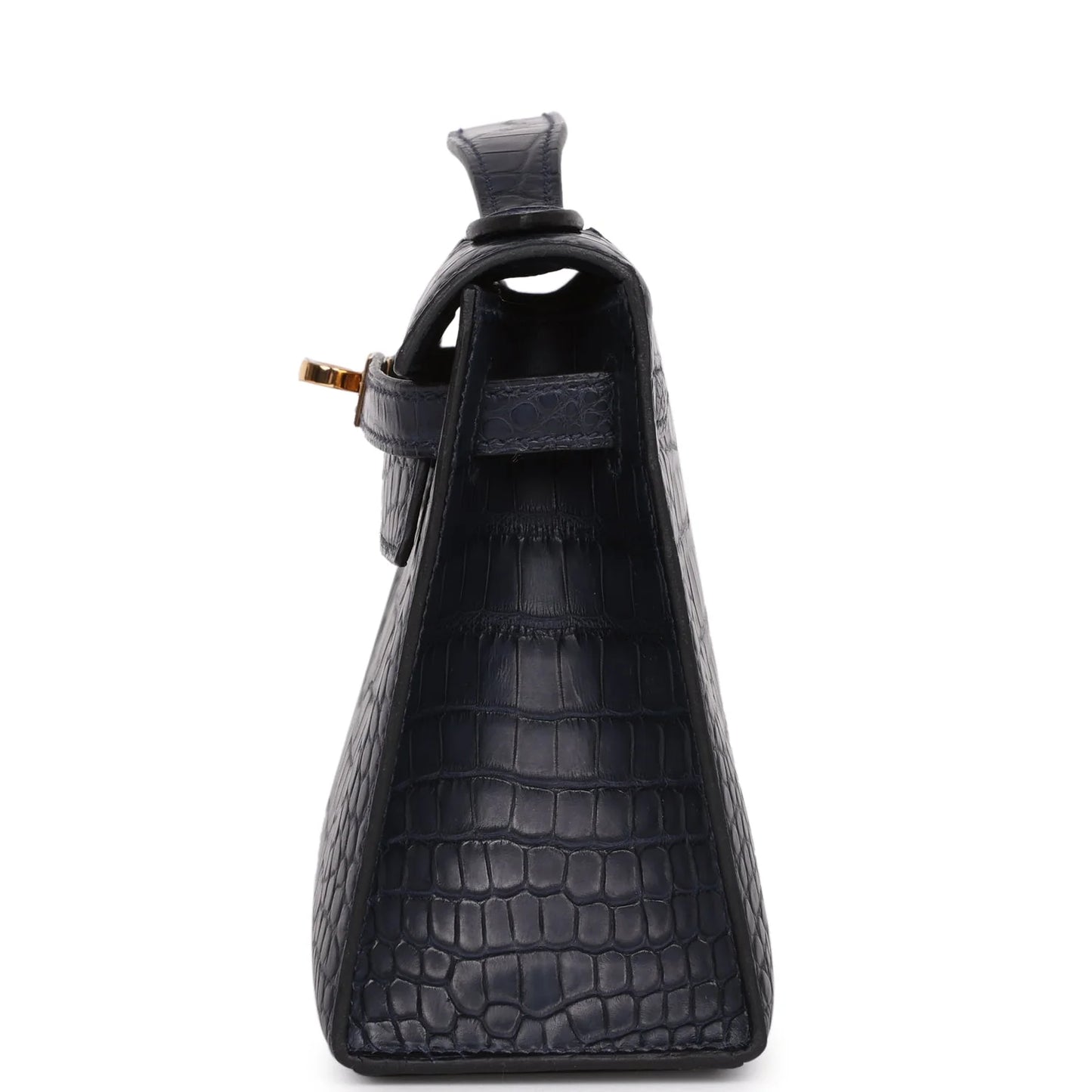 Hermès Kelly Pochette Bleu Indigo Matte Alligator Gold Hardware