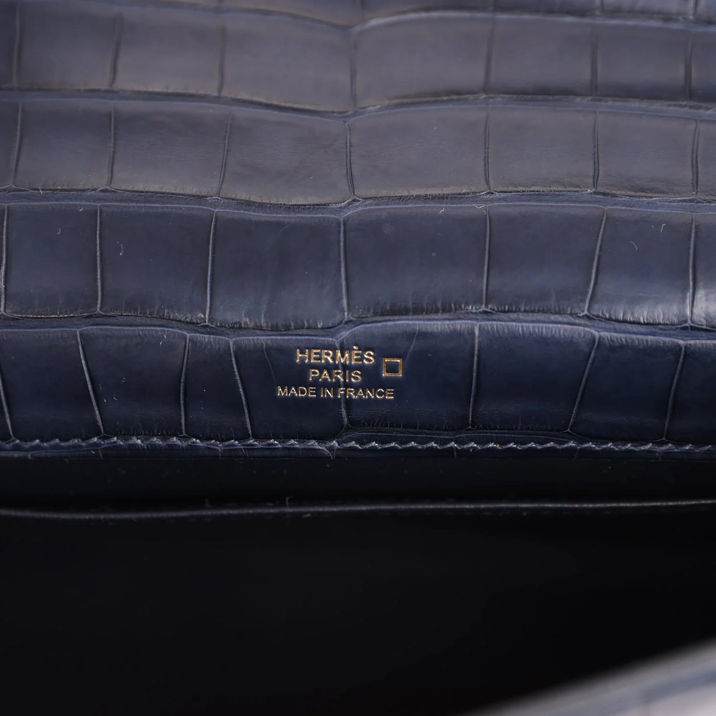 Hermès Kelly Pochette Bleu Indigo Matte Alligator Gold Hardware