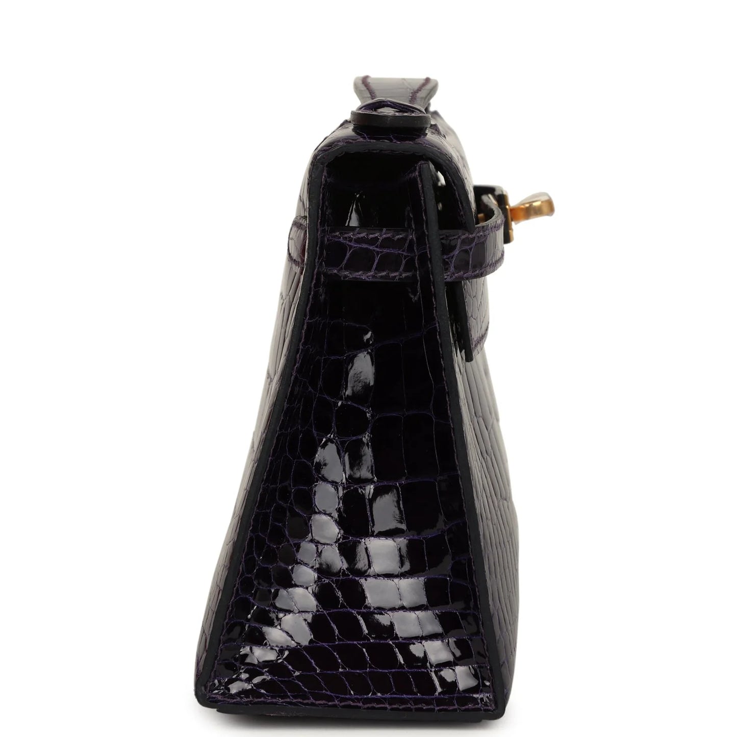 Hermès Kelly Pochette Amethyst Shiny Alligator Gold Hardware