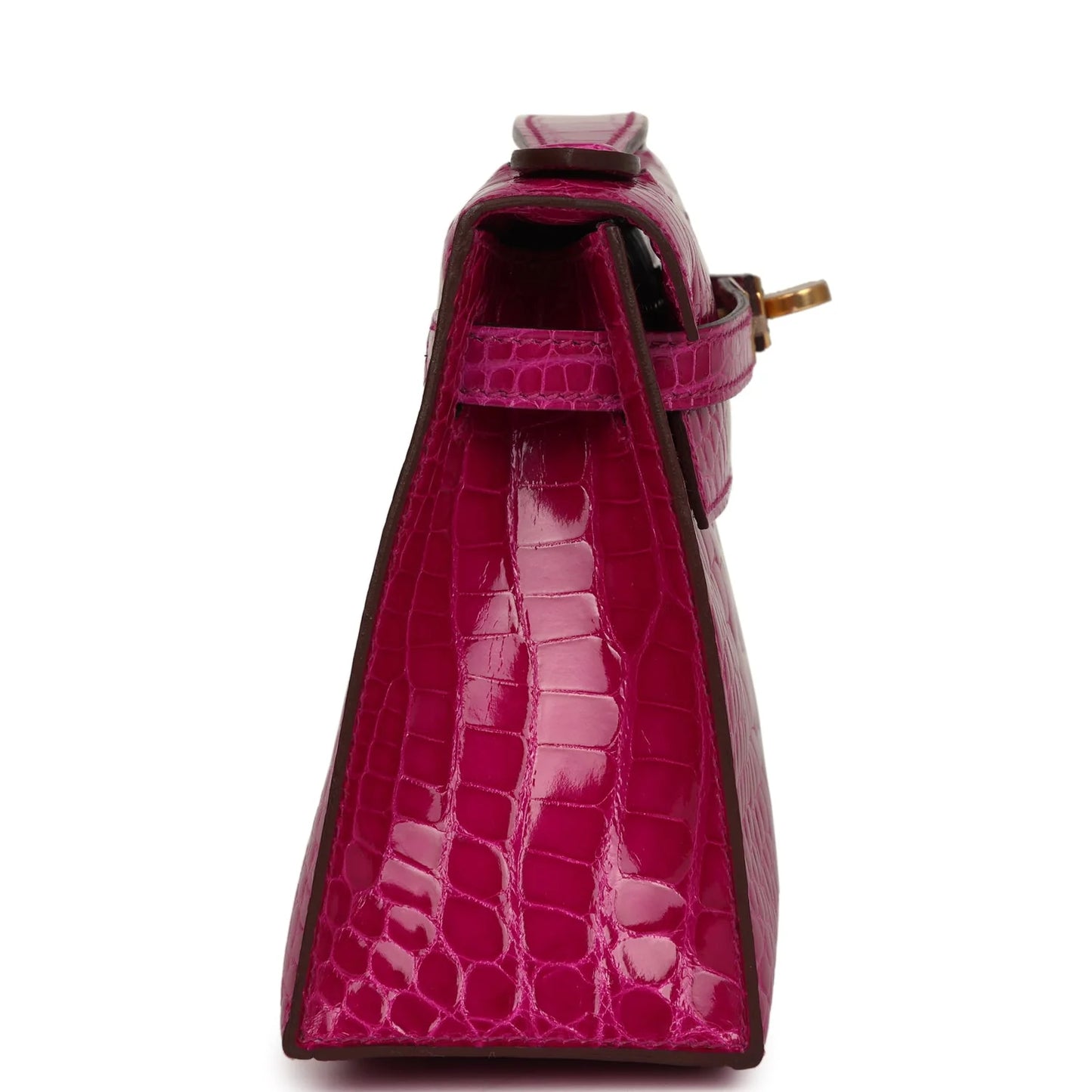 Hermès Kelly Pochette Rose Scheherazade Shiny Alligator Gold Hardware