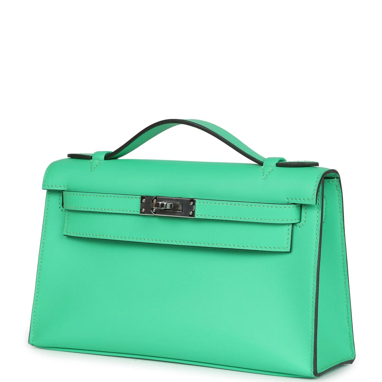 Hermès Kelly Pochette Vert Comics Swift Palladium Hardware