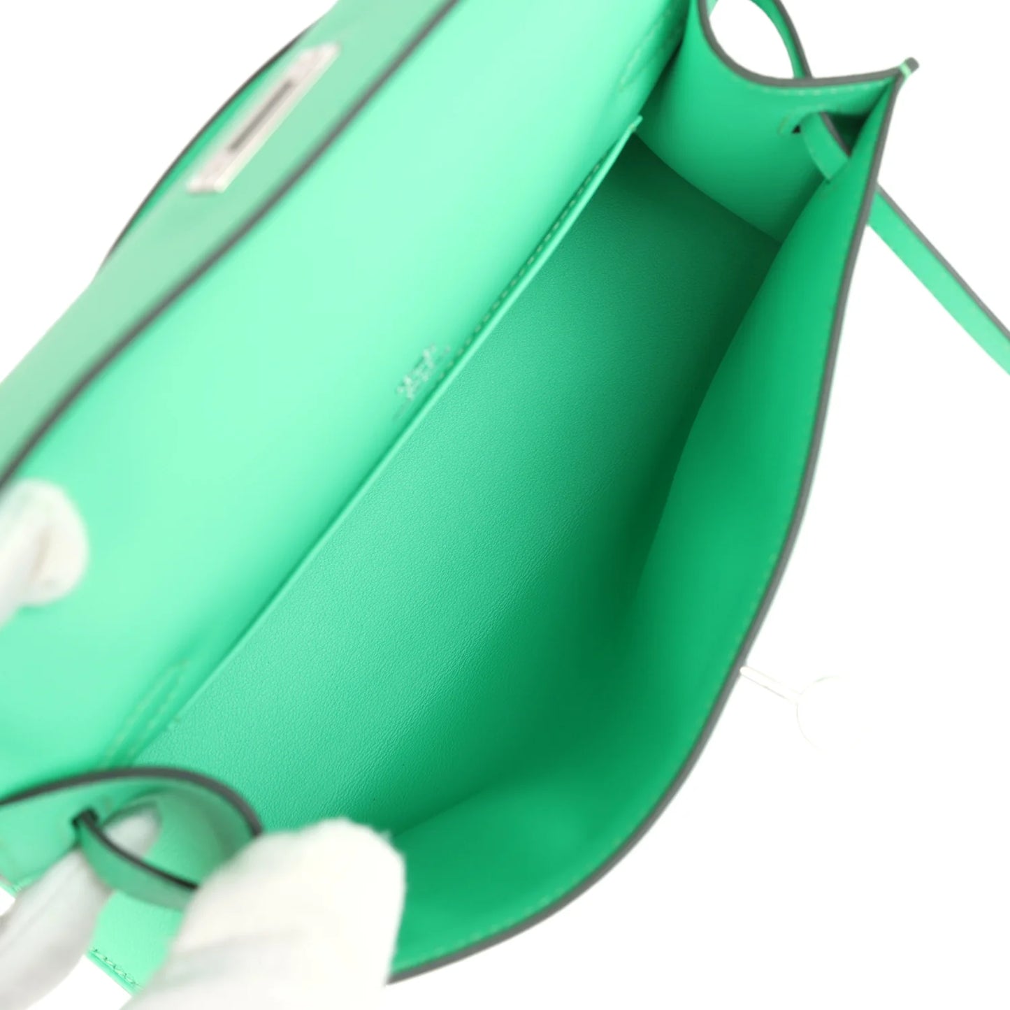 Hermès Kelly Pochette Vert Comics Swift Palladium Hardware