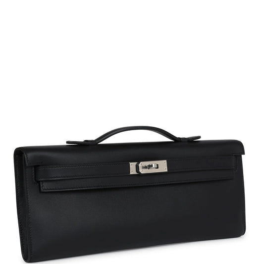 Hermès Kelly Cut Black Swift Palladium Hardware