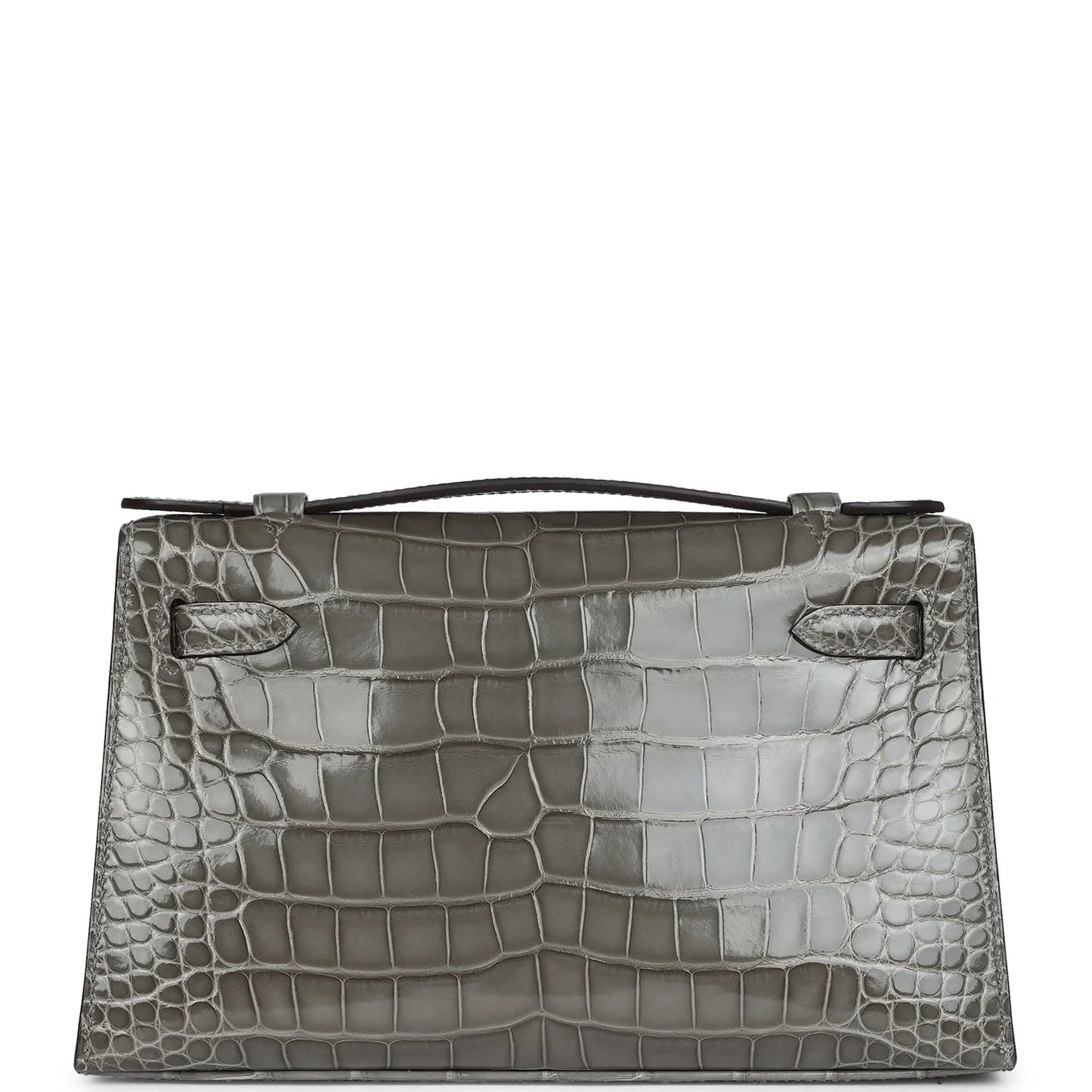 Hermès Kelly Pochette Gris Ciment Shiny Alligator Palladium Hardware