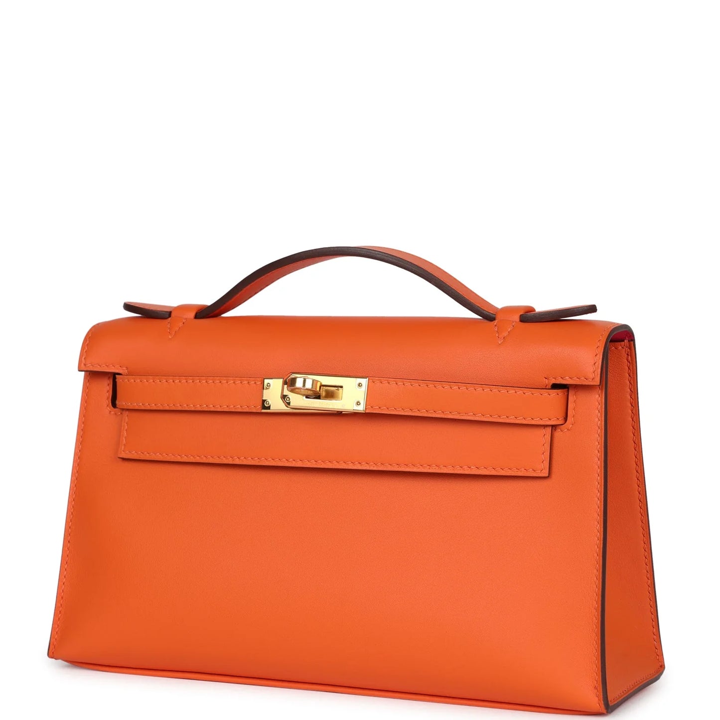 Hermès Special Order (HSS) Kelly Pochette Orange Verso Swift Gold Hardware