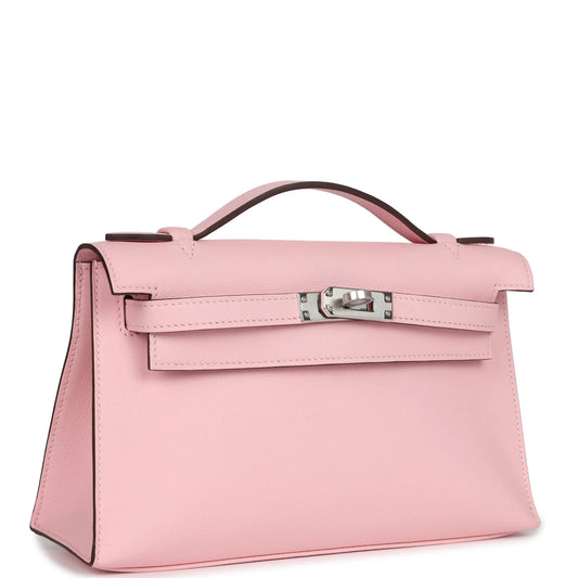 Hermès Kelly Pochette Rose Sakura Swift Palladium Hardware