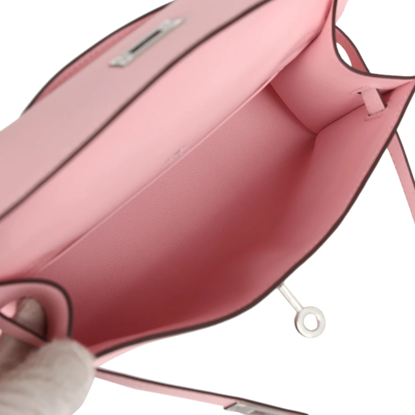 Hermès Kelly Pochette Rose Sakura Swift Palladium Hardware