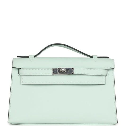 Hermès Kelly Pochette Vert Peppermint Swift Palladium Hardware