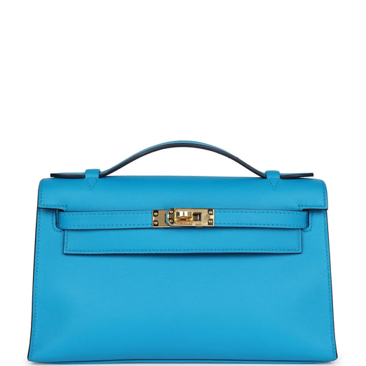 Hermès Kelly Pochette Bleu Frida Swift Gold Hardware