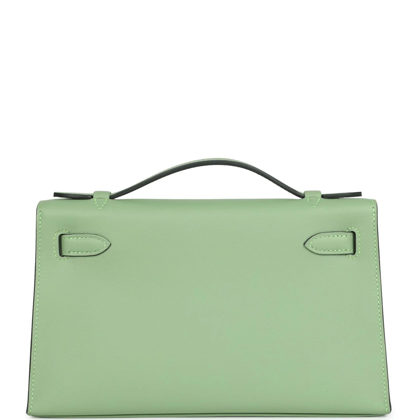 Hermès Kelly Pochette Vert Criquet Swift Palladium Hardware