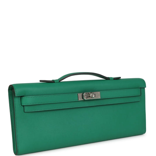 Hermès Kelly Cut Vert Vertigo Swift Palladium Hardware