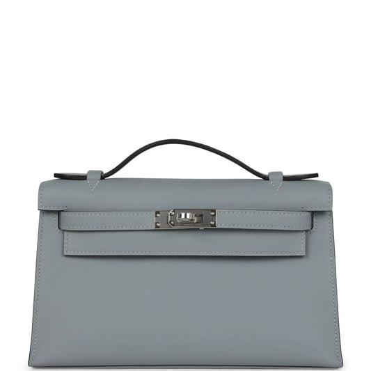 Hermès Kelly Pochette Gris Pantin Swift Palladium Hardware
