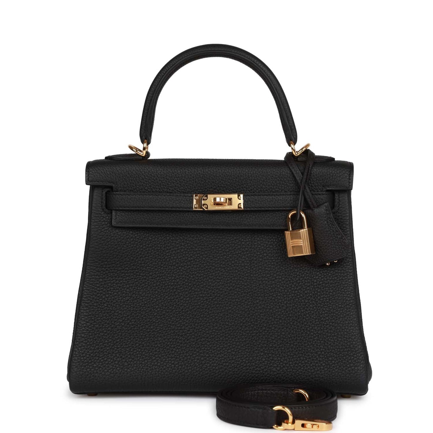 Hermès Kelly Retourne 25 Black Togo Gold Hardware