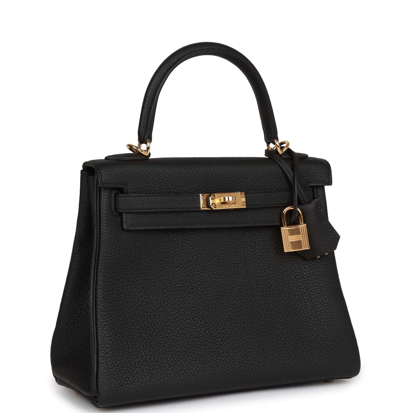 Hermès Kelly Retourne 25 Black Togo Gold Hardware