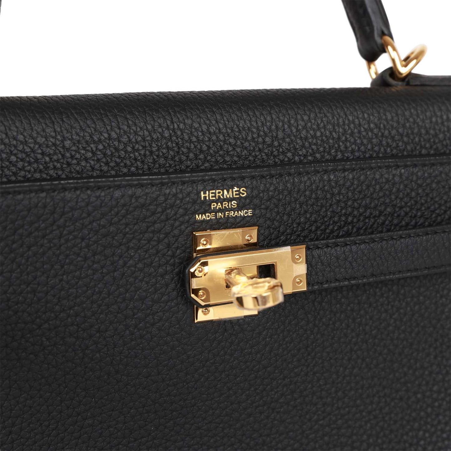 Hermès Kelly Retourne 25 Black Togo Gold Hardware