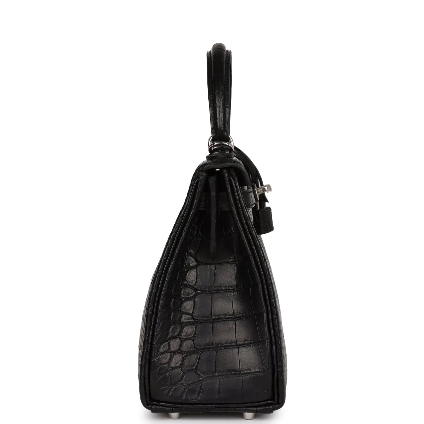 Hermès Kelly Retourne 25 Black Matte Alligator Palladium Hardware