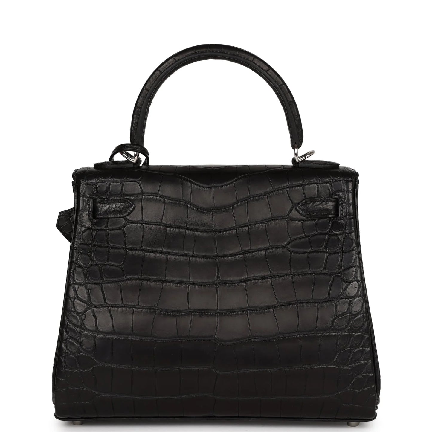 Hermès Kelly Retourne 25 Black Matte Alligator Palladium Hardware