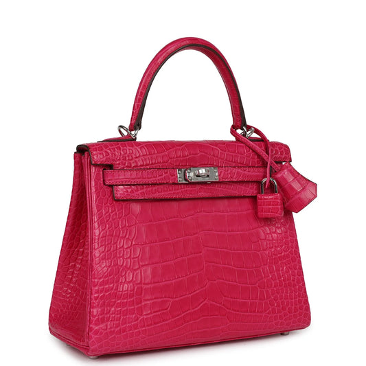 Hermès Kelly Retourne 25 Framboise Matte Alligator Palladium Hardware