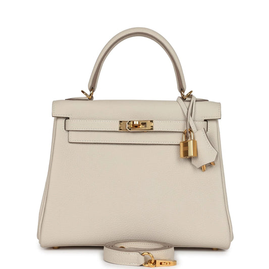 Hermès Kelly Retourne 25 Craie Togo Gold Hardware