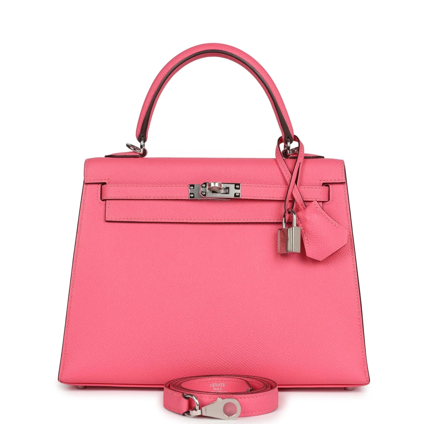 Hermès Kelly Sellier 25 Rose Azalee Epsom Palladium Hardware