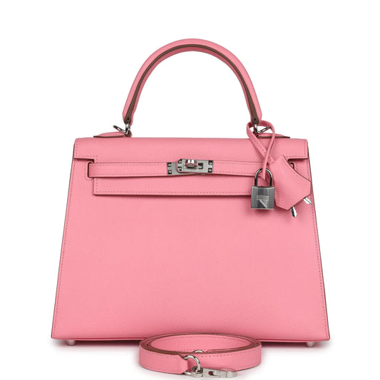 Hermès Kelly Sellier 25 Rose Confetti Epsom Palladium Hardware