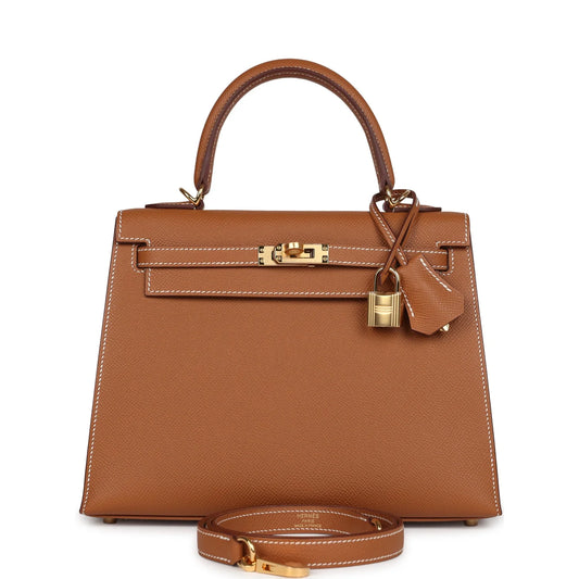 Hermès Kelly Sellier 25 Gold Epsom Gold Hardware