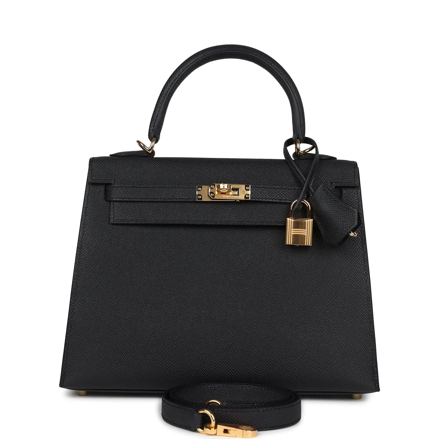 Hermès Kelly Sellier 25 Black Epsom Gold Hardware