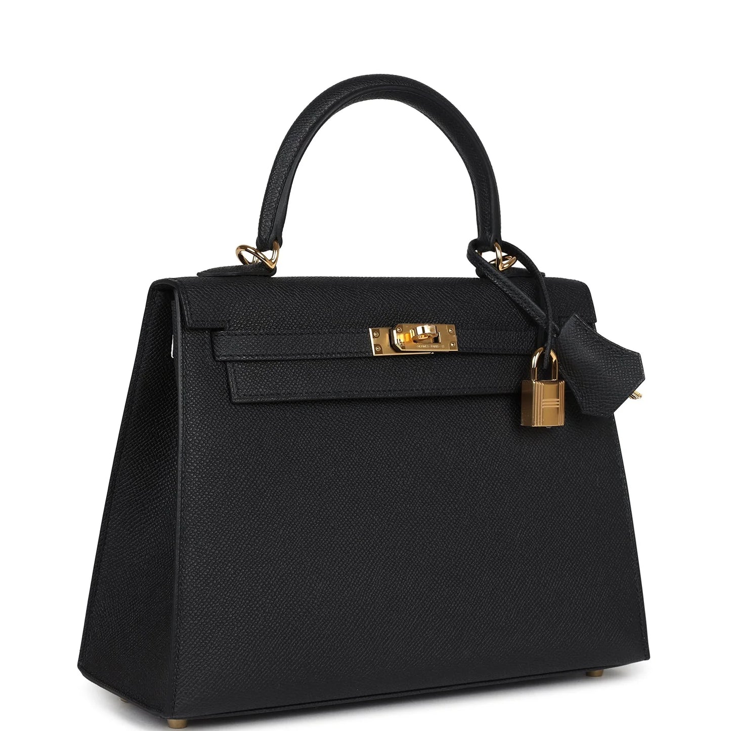 Hermès Kelly Sellier 25 Black Epsom Gold Hardware