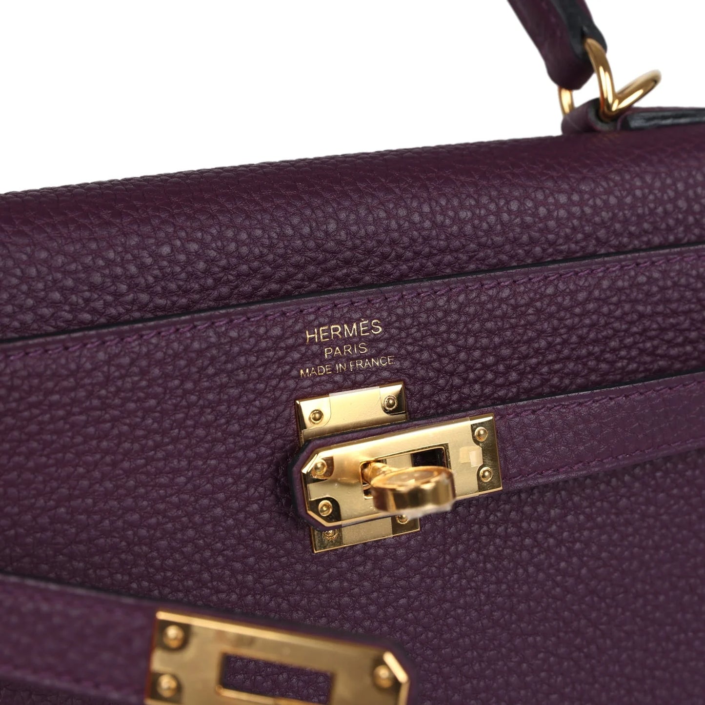 Hermès Kelly Retourne 25 Cassis Togo Gold Hardware