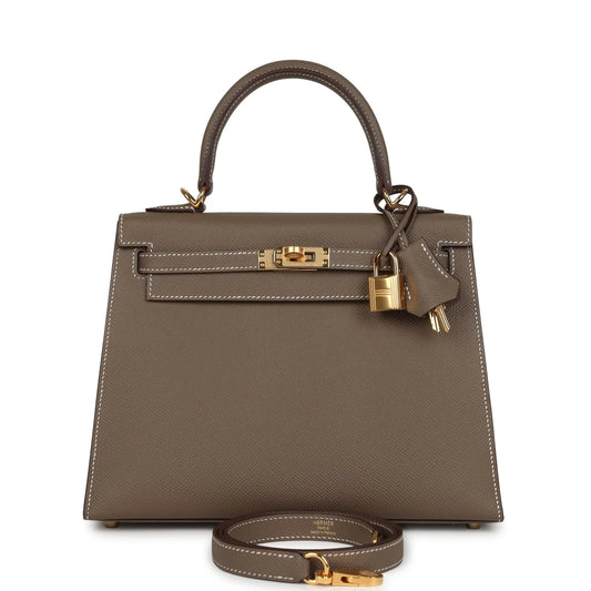 Hermès Kelly Sellier 25 Etoupe Epsom Gold Hardware