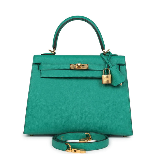 Hermès Kelly Sellier 25 Vert Jade Epsom Gold Hardware