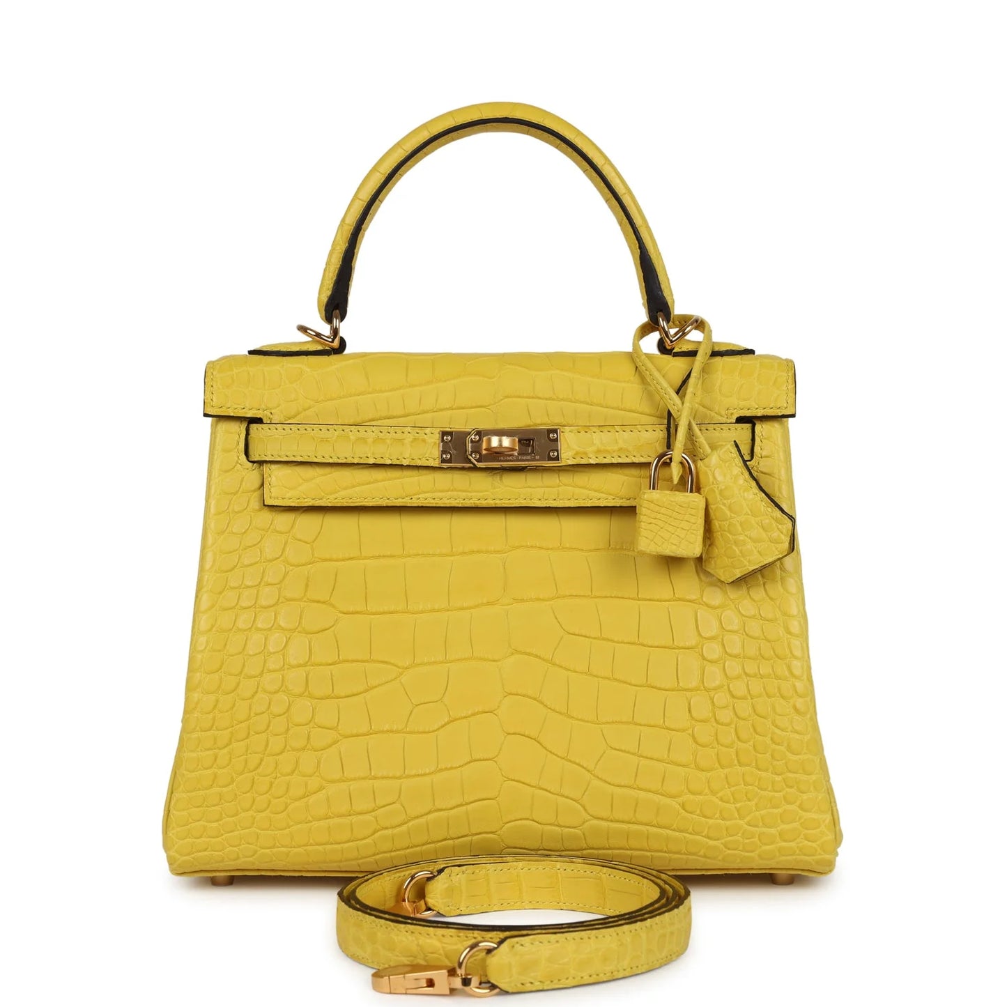 Hermès Kelly Retourne 25 Mimosa Matte Alligator Gold Hardware