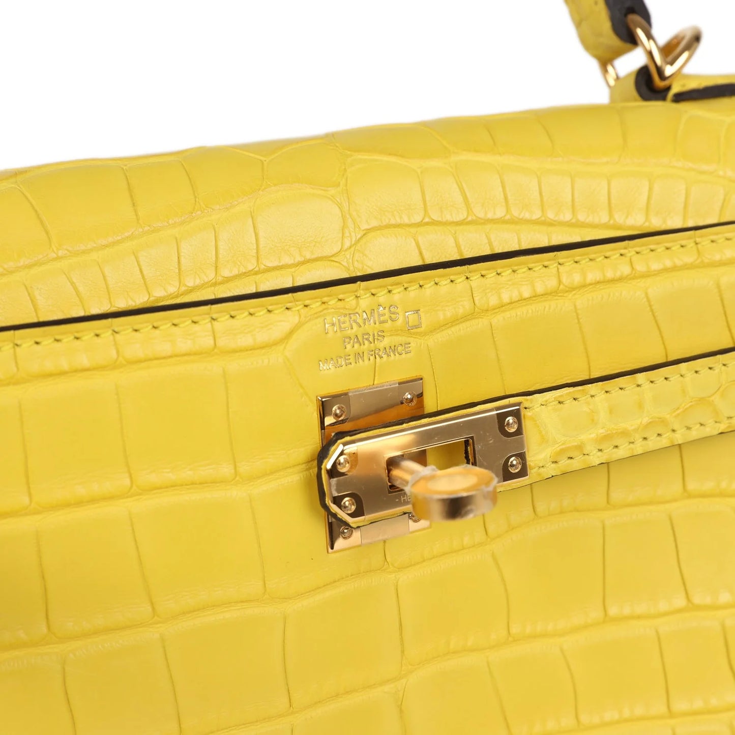 Hermès Kelly Retourne 25 Mimosa Matte Alligator Gold Hardware