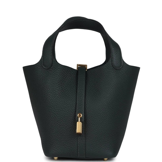 Hermès Picotin Lock 18 Vert Fonce Clemence Gold Hardware