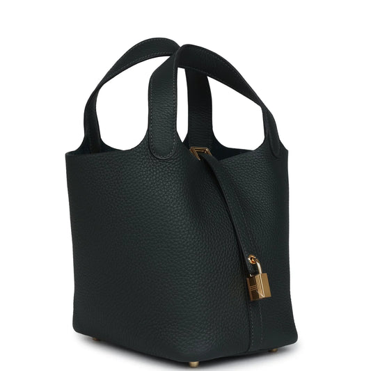 Hermès Picotin Lock 18 Vert Fonce Clemence Gold Hardware